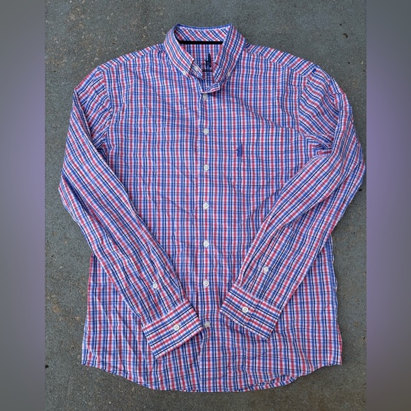johnnie-O Red and Blue Checkered Shirt - Picture 1 of 5